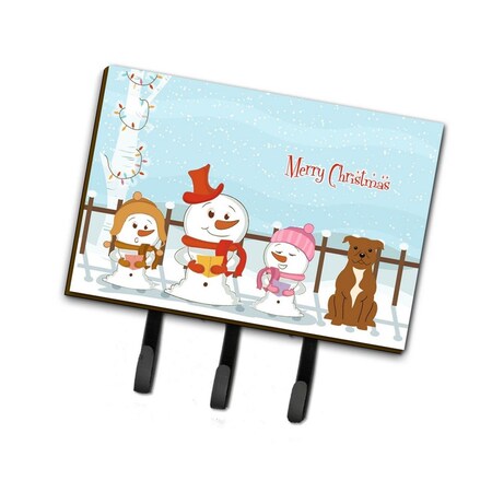 Carolines Treasures Merry Christmas Carolers Staffordshire Bull Terrier Brown Leash or Key Holder BB2378TH68